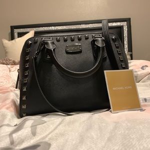 Black on Black Studded Michael Kors Satchel